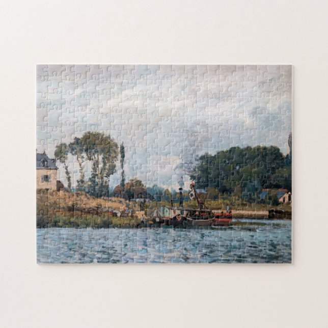 Alfred Sisley - Boats at Lock at Bougival Pussel (Horisontell)