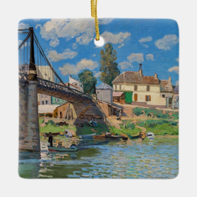 Alfred Sisley - Bridge vid Villeneuve-la-Garenne Julgransprydnad Keramik (Framsida)