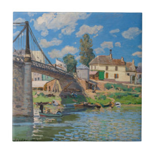 Alfred Sisley - Bridge vid Villeneuve-la-Garenne Kakelplatta