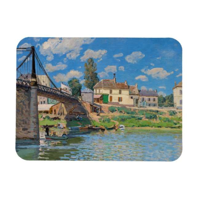 Alfred Sisley - Bridge vid Villeneuve-la-Garenne Magnet (Horisontell)