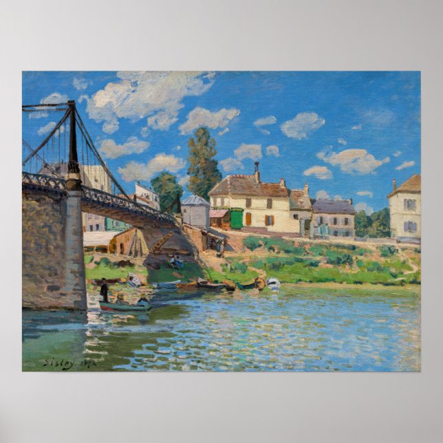 Alfred Sisley - Bridge vid Villeneuve-la-Garenne Poster (Framsidan)