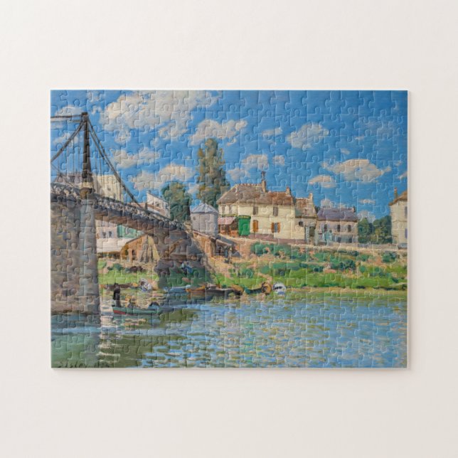 Alfred Sisley - Bridge vid Villeneuve-la-Garenne Pussel (Horisontell)
