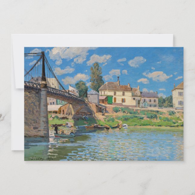 Alfred Sisley - Bridge vid Villeneuve-la-Garenne Tack Kort (Framsida)