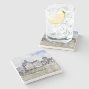 Alfred Sisley Byggnad och broar till vatten Stenunderlägg