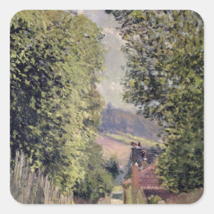 Alfred Sisley en väg i Louveciennes Fyrkantigt Klistermärke