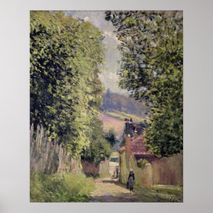 Alfred Sisley en väg i Louveciennes Poster