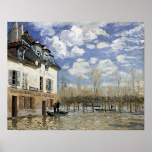 Alfred Sisley fartyg i floden på Marly port Poster