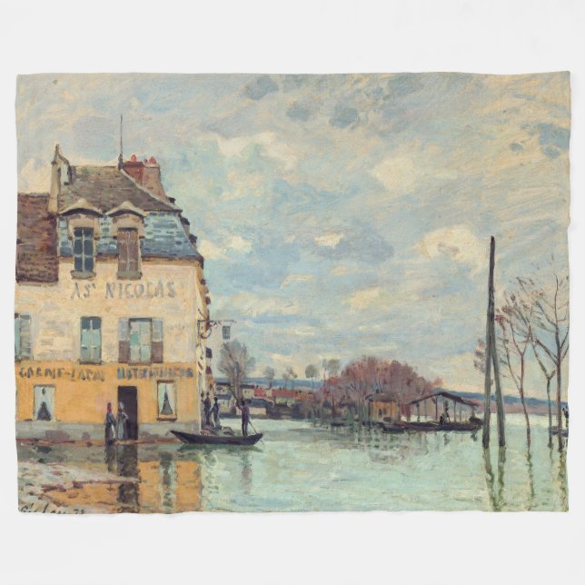 Alfred Sisley - Flood at Port-Marly 1872 Fleecefilt (Framsidan (Horisontell))