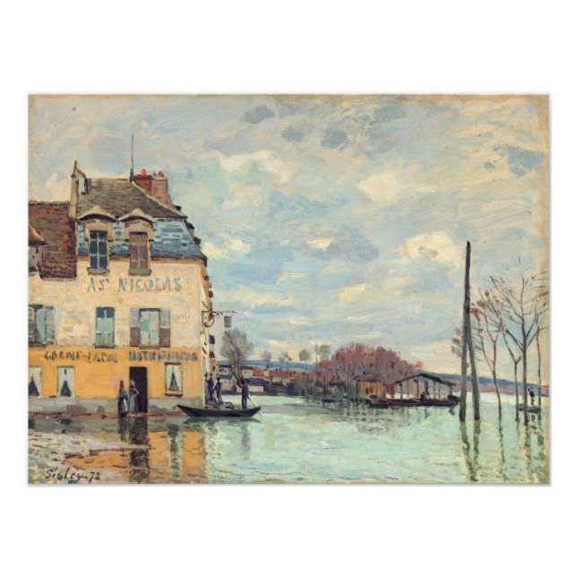 Alfred Sisley - Flood at Port-Marly 1872 Fototryck (Framsidan)