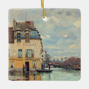 Alfred Sisley - Flood at Port-Marly 1872 Julgransprydnad Keramik