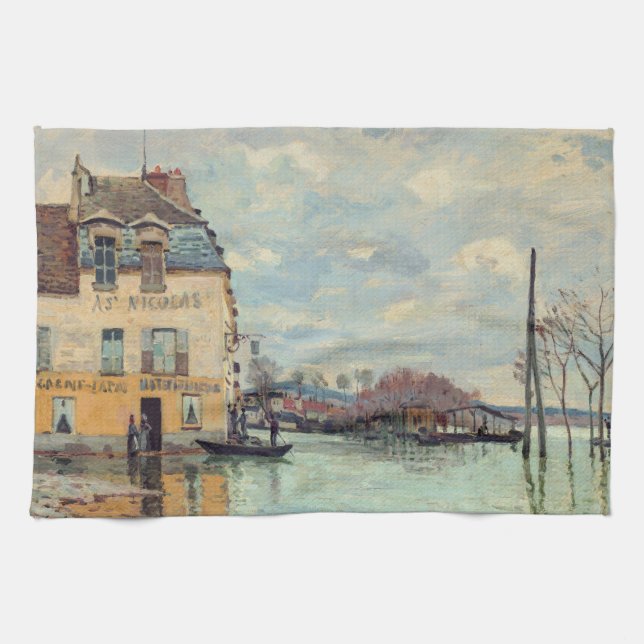 Alfred Sisley - Flood at Port-Marly 1872 Kökshandduk (Horisontell)