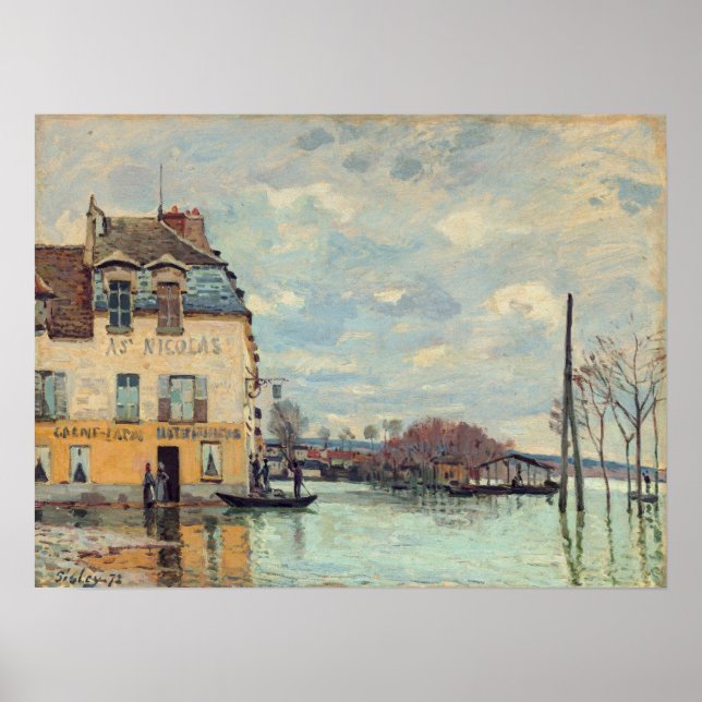 Alfred Sisley - Flood at Port-Marly 1872 Poster (Framsidan)