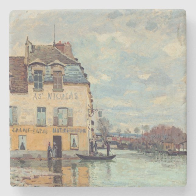 Alfred Sisley - Flood at Port-Marly 1872 Stenunderlägg (Framsidan)