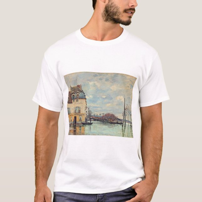 Alfred Sisley - Flood at Port-Marly 1872 T Shirt (Framsida)