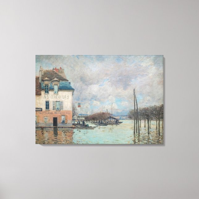 Alfred Sisley - Flood at Port-Marly 1876 Canvastryck (Framsida)