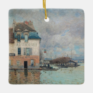 Alfred Sisley - Flood at Port-Marly 1876 Julgransprydnad Keramik