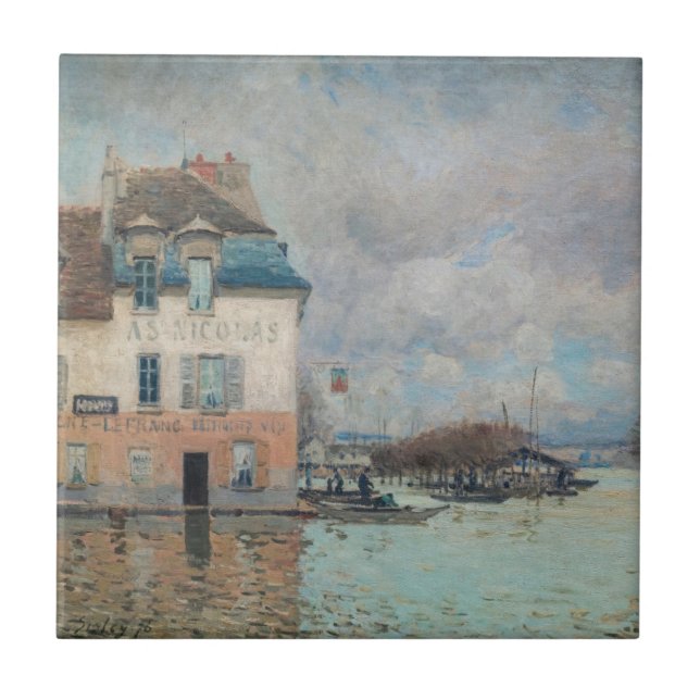 Alfred Sisley - Flood at Port-Marly 1876 Kakelplatta (Framsidan)