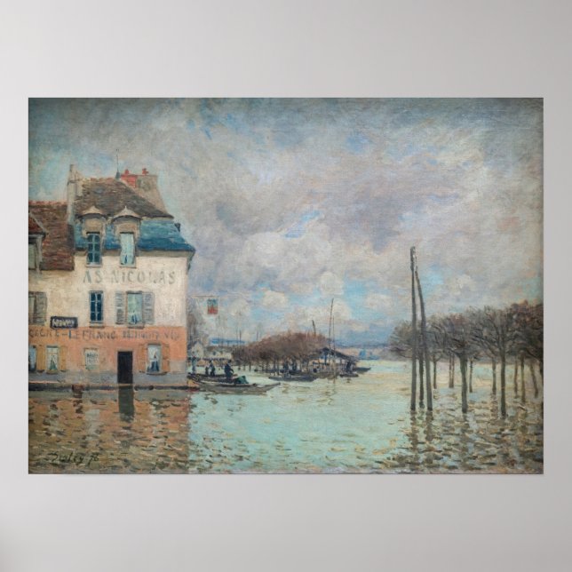 Alfred Sisley - Flood at Port-Marly 1876 Poster (Framsidan)