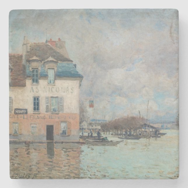 Alfred Sisley - Flood at Port-Marly 1876 Stenunderlägg (Framsidan)