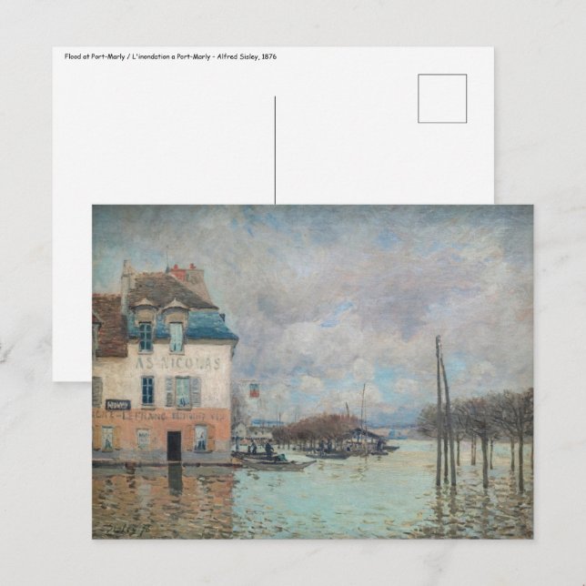 Alfred Sisley - Flood at Port-Marly 1876 Vykort (Fram/baksida)