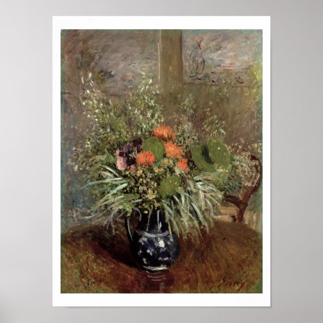 Alfred Sisley | Fortsatt livslängd för Vild Flower Poster (Framsidan)