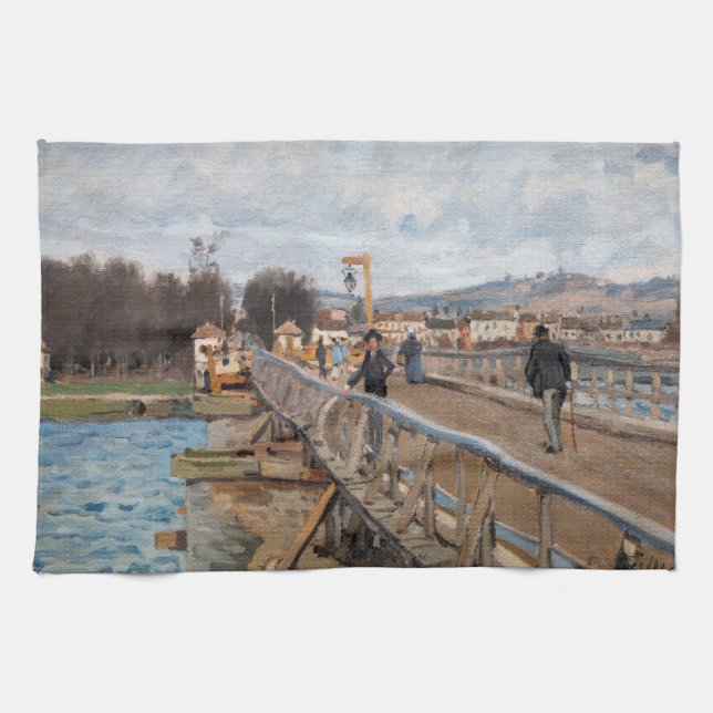Alfred Sisley - Fotbro vid Argenteuil Kökshandduk (Horisontell)