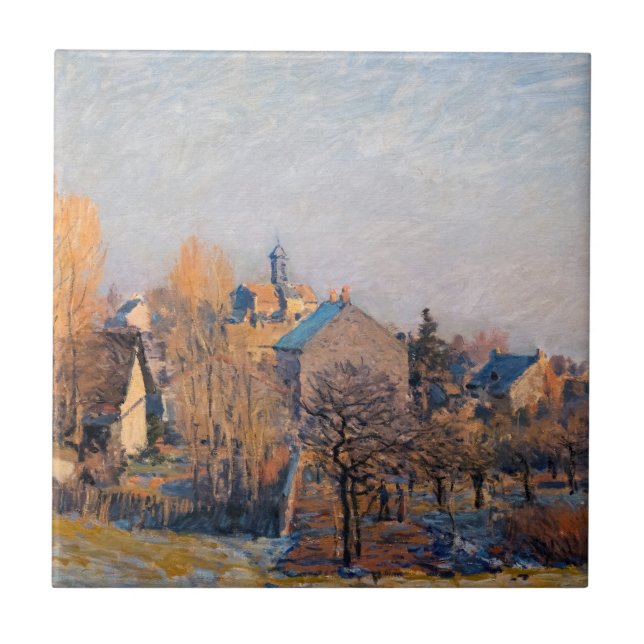 Alfred Sisley - Frosty Morgon i Louveciennes Kakelplatta (Framsidan)