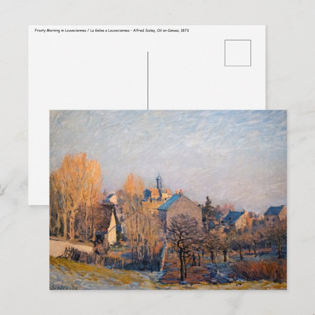 Alfred Sisley - Frosty Morgon i Louveciennes Vykort (Fram/baksida)