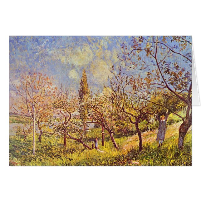 Alfred Sisley fruktträdgård i vår OBS Kort (Framsidan Horizontal)
