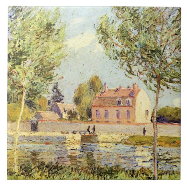 Alfred Sisley Houses på banker av Loing Kakelplatta (Framsidan)
