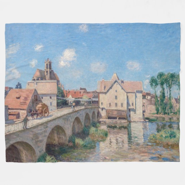 Alfred Sisley-konstverk - Le Pont de Moret Fleecefilt (Framsidan (Horisontell))