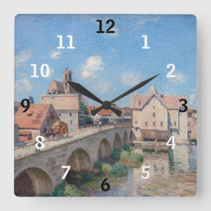 Alfred Sisley-konstverk - Le Pont de Moret Fyrkantig Klocka