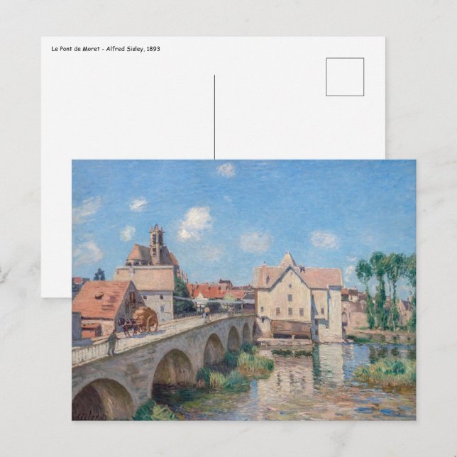Alfred Sisley-konstverk - Le Pont de Moret Vykort (Fram/baksida)