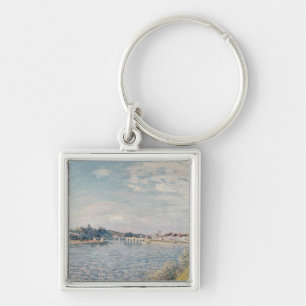 Alfred Sisley landskap Fyrkantig Silverfärgad Nyckelring