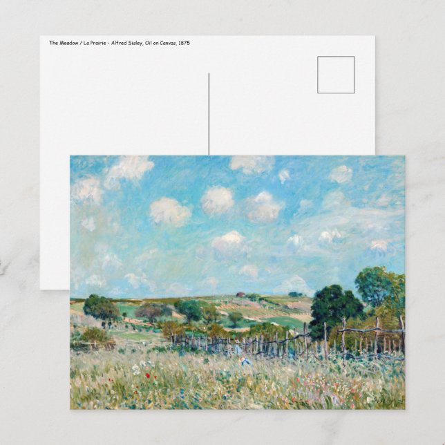 Alfred Sisley - Meadow Vykort (Fram/baksida)