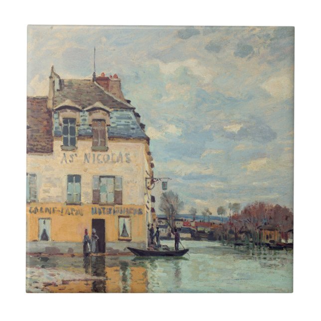 Alfred Sisley - Översvämning vid Port-Marly 1872 Kakelplatta (Framsidan)