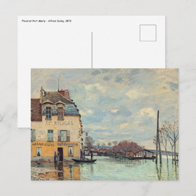 Alfred Sisley - Översvämning vid Port-Marly 1872 Vykort (Fram/baksida)