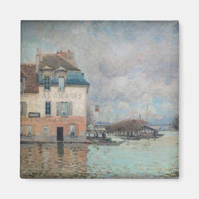 Alfred Sisley - Översvämning vid Port-Marly 1876 Magnet (Framsidan)