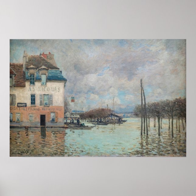 Alfred Sisley - Översvämning vid Port-Marly 1876 Poster (Framsidan)