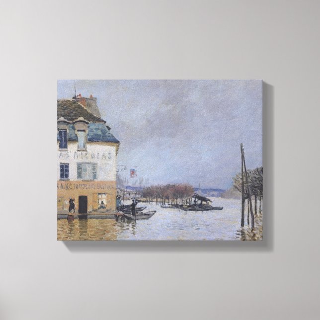 Alfred Sisley | Översvämningen i hamn-Marly Canvastryck (Framsida)