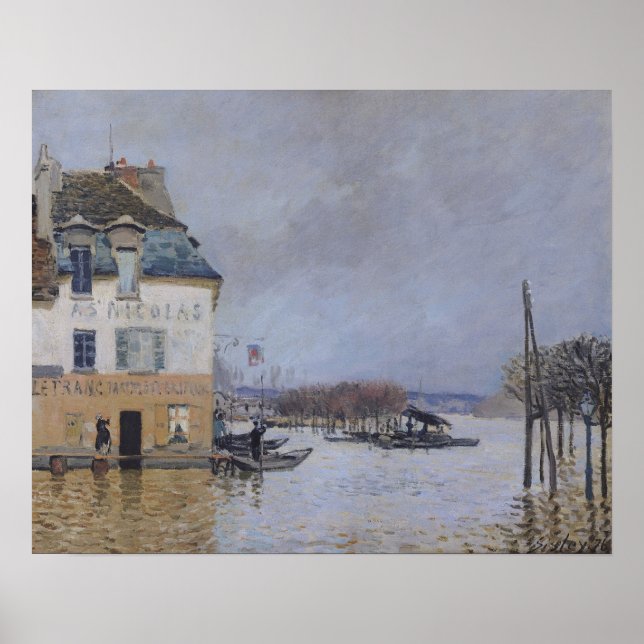 Alfred Sisley | Översvämningen i hamn-Marly Poster (Framsidan)