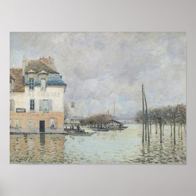 Alfred Sisley | Översvämningen i hamn-Marly Poster (Framsidan)