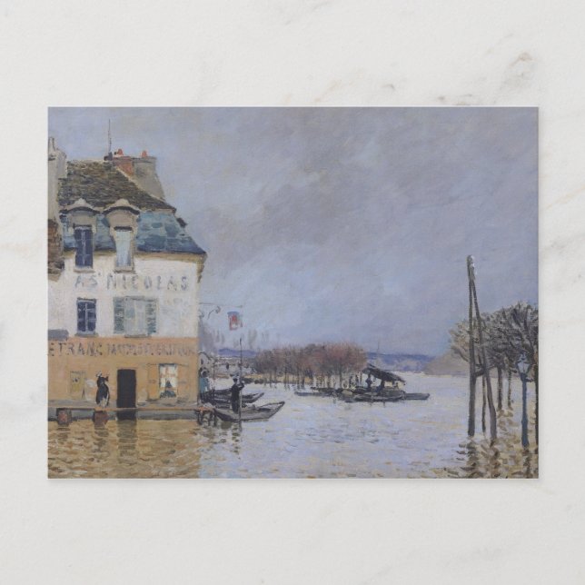 Alfred Sisley | Översvämningen i hamn-Marly Vykort (Framsida)