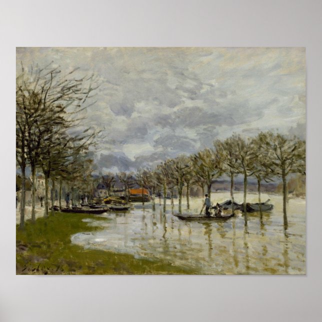 Alfred Sisley - Översvämningen på väg Poster (Framsidan)