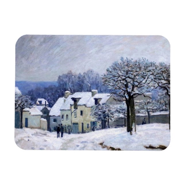 Alfred Sisley - Place Chenil i Marly, Snöeffekt Magnet (Horisontell)