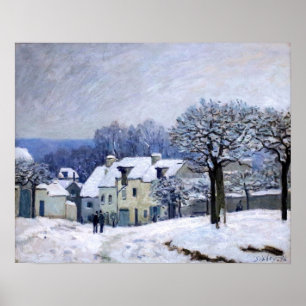 Alfred Sisley - Place Chenil i Marly, Snöeffekt Poster