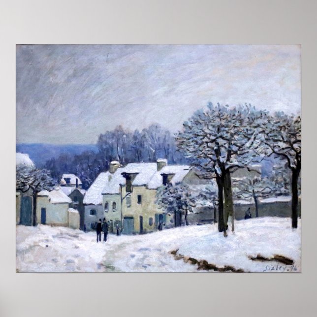 Alfred Sisley - Place Chenil i Marly, Snöeffekt Poster (Framsidan)
