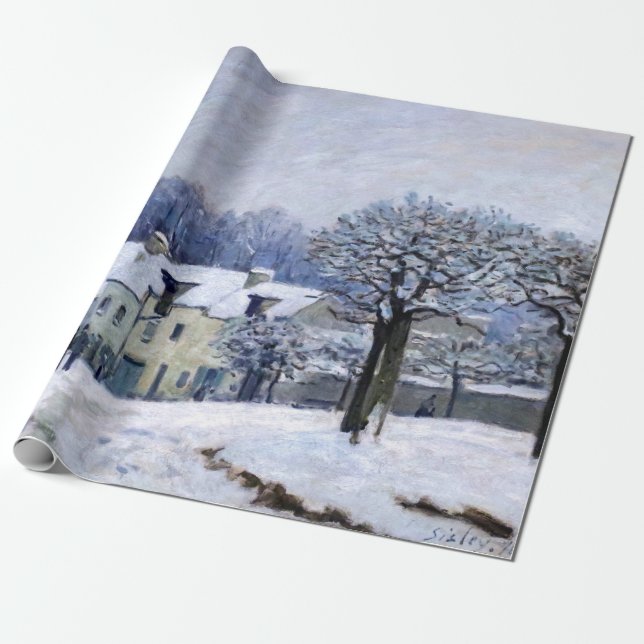 Alfred Sisley - Place Chenil i Marly, Snöeffekt Presentpapper (Utrullad)