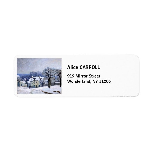 Alfred Sisley - Place Chenil i Marly, Snöeffekt Returadress Etikett (Framsidan)