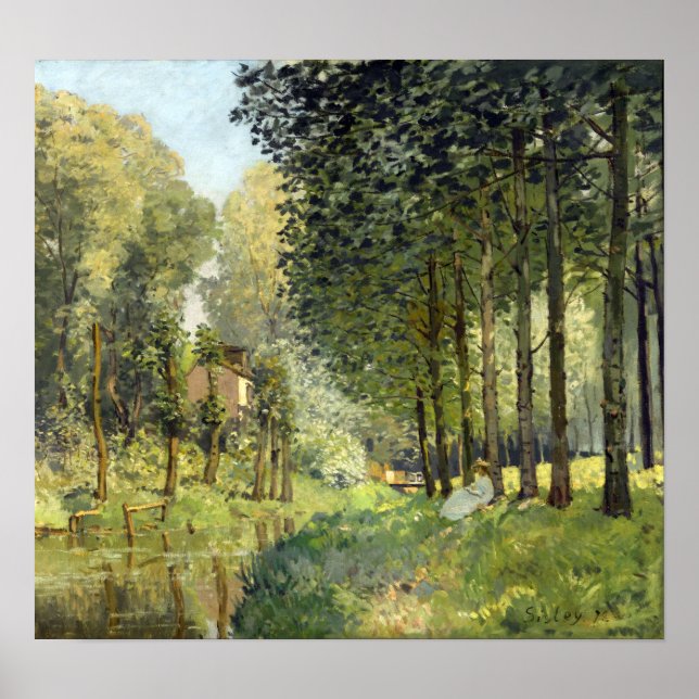 Alfred Sisley Rest längs Stream Poster (Framsidan)